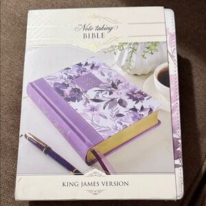 KJV Holy Bible Note-Taking Faux Leather Hardcover Purple Floral King James Versi